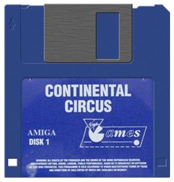 Artwork on the Disc for Continental Circus on the Commodore Amiga.