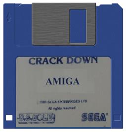 Artwork on the Disc for Crack Down on the Commodore Amiga.