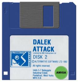 Artwork on the Disc for Dalek Attack on the Commodore Amiga.