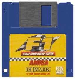 Artwork on the Disc for F1 World Championship Edition on the Commodore Amiga.