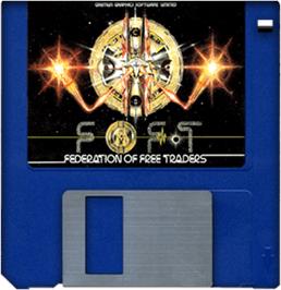 Artwork on the Disc for Federation of Free Traders on the Commodore Amiga.