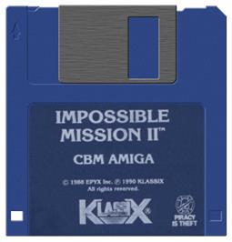 Artwork on the Disc for Impossible Mission 2 on the Commodore Amiga.