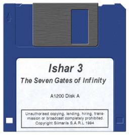 Artwork on the Disc for Ishar 3: The Seven Gates of Infinity on the Commodore Amiga.