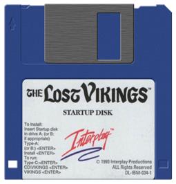 Artwork on the Disc for Lost Vikings on the Commodore Amiga.