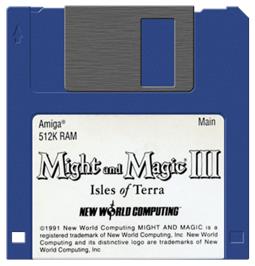 Artwork on the Disc for Might and Magic III: Isles of Terra on the Commodore Amiga.