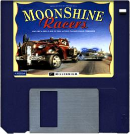 Artwork on the Disc for Moonshine Racers on the Commodore Amiga.
