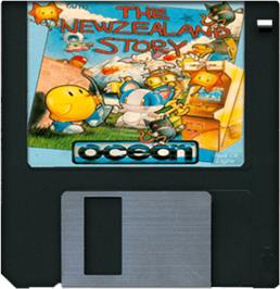 Artwork on the Disc for New Zealand Story on the Commodore Amiga.