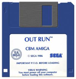 Artwork on the Disc for Out Run on the Commodore Amiga.