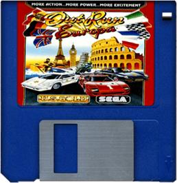 Artwork on the Disc for Out Run Europa on the Commodore Amiga.