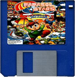 Artwork on the Disc for Parasol Stars: The Story of Bubble Bobble 3 on the Commodore Amiga.