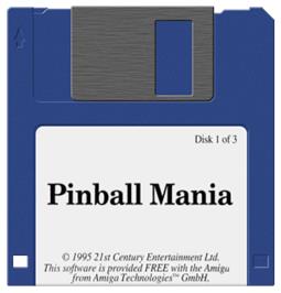 Artwork on the Disc for Pinball Mania on the Commodore Amiga.