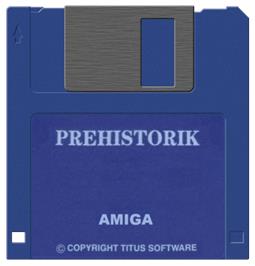 Artwork on the Disc for Prehistorik on the Commodore Amiga.