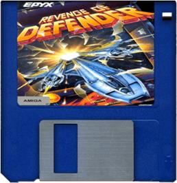 Artwork on the Disc for Revenge of Defender on the Commodore Amiga.