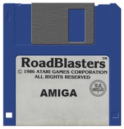 Artwork on the Disc for Road Blasters on the Commodore Amiga.