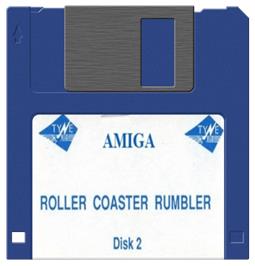 Artwork on the Disc for Roller Coaster Rumbler on the Commodore Amiga.