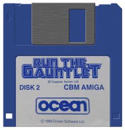 Artwork on the Disc for Run the Gauntlet on the Commodore Amiga.