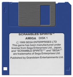 Artwork on the Disc for Scramble Spirits on the Commodore Amiga.