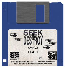 Artwork on the Disc for Seek and Destroy on the Commodore Amiga.