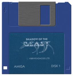 Artwork on the Disc for Shadow of the Beast on the Commodore Amiga.