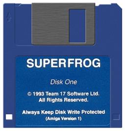 Artwork on the Disc for Super Frog on the Commodore Amiga.