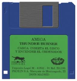 Artwork on the Disc for Thunder Burner on the Commodore Amiga.