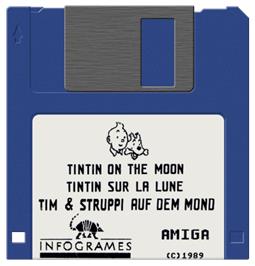 Artwork on the Disc for Tintin on the Moon on the Commodore Amiga.