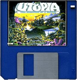 Artwork on the Disc for Utopia: The New Worlds on the Commodore Amiga.