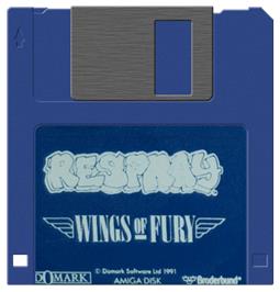 Artwork on the Disc for Wings of Fury on the Commodore Amiga.