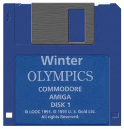 Artwork on the Disc for Winter Olympics: Lillehammer '94 on the Commodore Amiga.