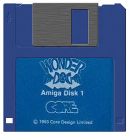 Artwork on the Disc for Wonder Dog on the Commodore Amiga.