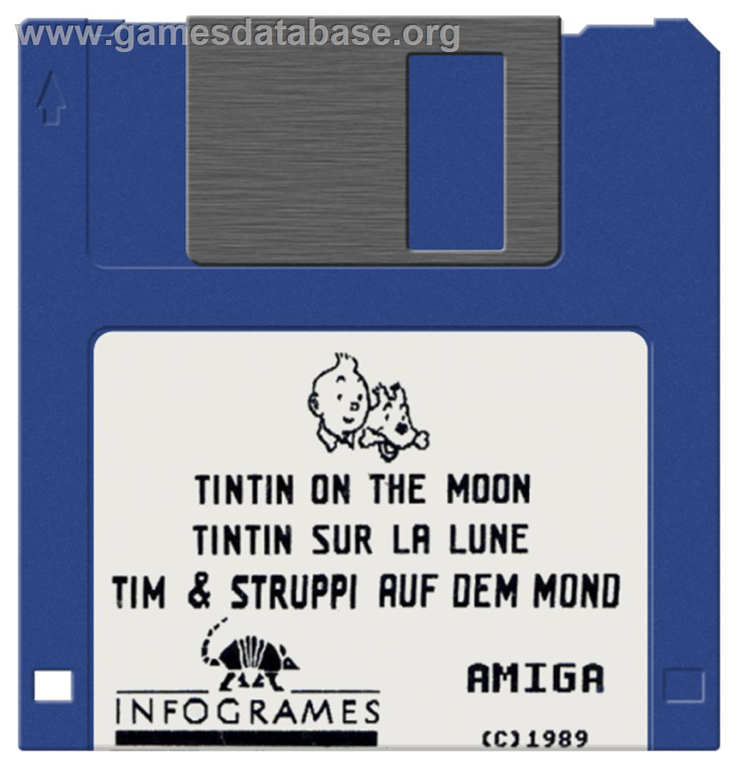 Tintin on the Moon - Commodore Amiga - Artwork - Disc