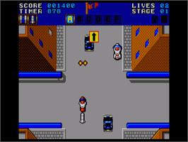 In game image of Action Fighter on the Commodore Amiga.