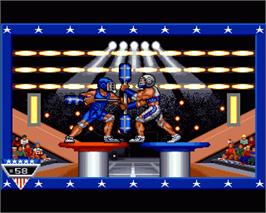 In game image of American Gladiators on the Commodore Amiga.