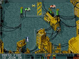 In game image of Bad Lands on the Commodore Amiga.