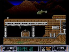 In game image of Battle Valley on the Commodore Amiga.