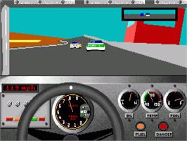 In game image of Bill Elliott's NASCAR Challenge on the Commodore Amiga.