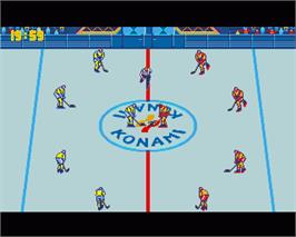 In game image of Blades of Steel on the Commodore Amiga.