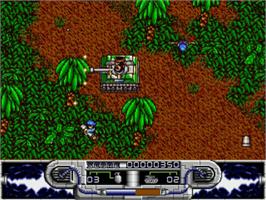 In game image of Blazing Thunder on the Commodore Amiga.