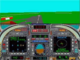 In game image of Blue Angels: Formation Flight Simulation on the Commodore Amiga.
