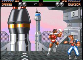 In game image of Body Blows Galactic on the Commodore Amiga.