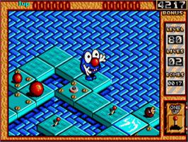 In game image of Bombuzal on the Commodore Amiga.