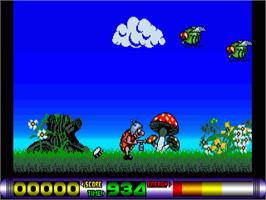In game image of Bug Bash on the Commodore Amiga.