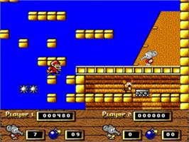 In game image of CJ In the USA on the Commodore Amiga.