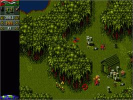 In game image of Cannon Fodder on the Commodore Amiga.