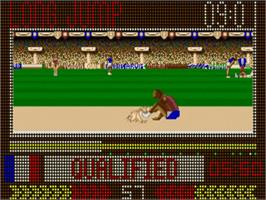 In game image of Carl Lewis Challenge on the Commodore Amiga.