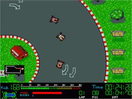 In game image of Champion Driver on the Commodore Amiga.