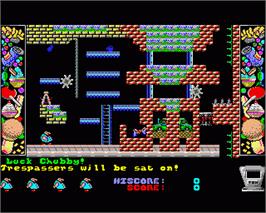 In game image of Chubby Gristle on the Commodore Amiga.
