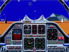 In game image of Chuck Yeager's Advanced Flight Trainer 2.0 on the Commodore Amiga.