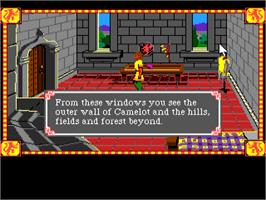 In game image of Conquests of Camelot: The Search for the Grail on the Commodore Amiga.