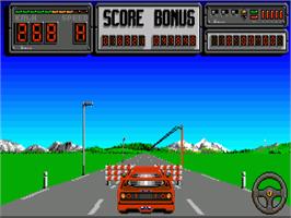 In game image of Crazy Cars 2 on the Commodore Amiga.